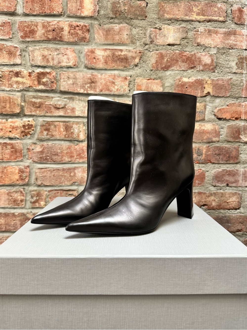 Balenciaga black blade booties 36 calfskin leather authentic demna